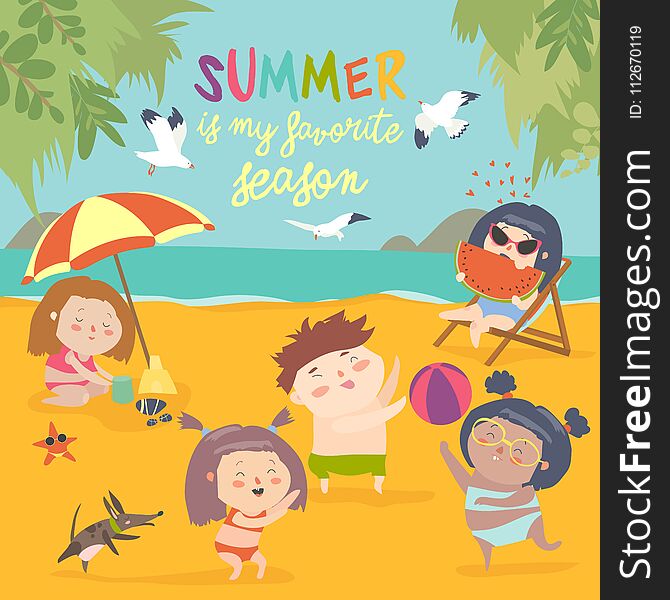 Summer childs outdoor activities. Beach holiday