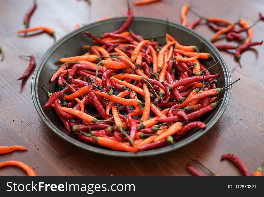 Red chili pepper on the table