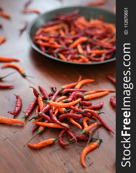 Red chili pepper on the table