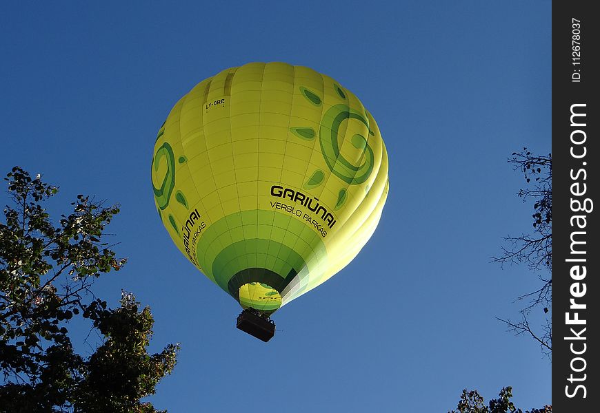 Hot Air Ballooning, Hot Air Balloon, Yellow, Green
