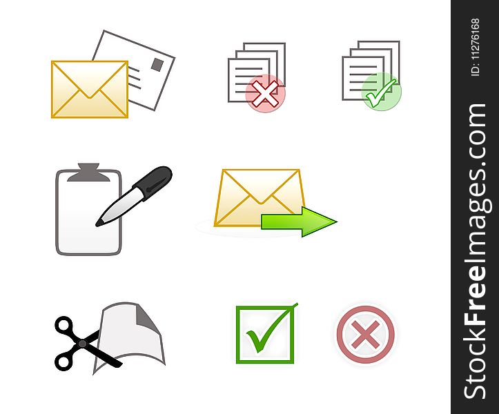 Collection of different office icons; Elements for websites