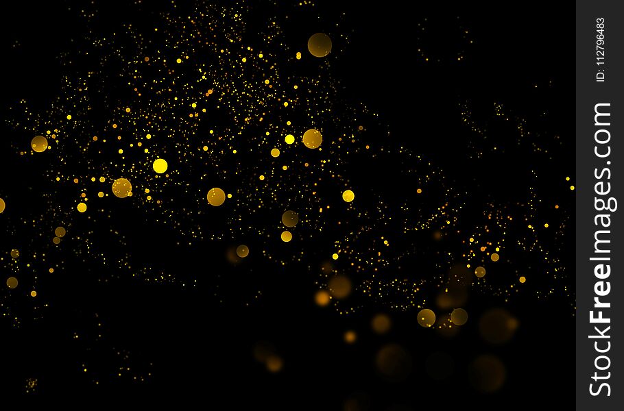 Gold Glittering Star Light And Bokeh.Magic Dust Abstract Background Element For Your Product.