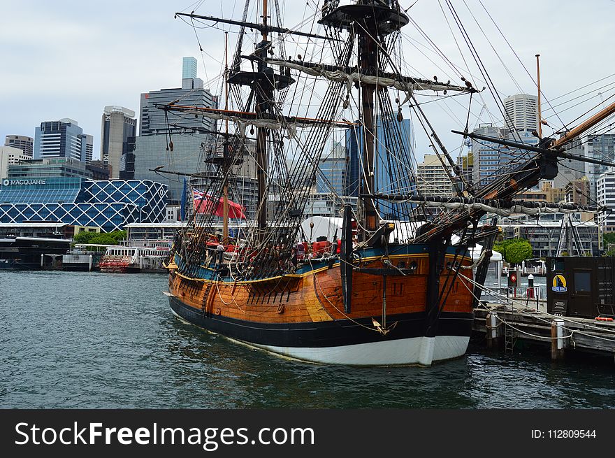 Brown and Black Galleon Ship