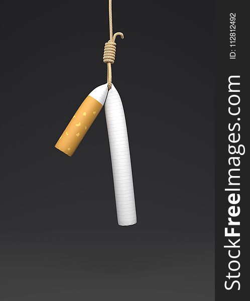World No Tobacco Day, Stop smoking concept, Cigarette hanging with rope.