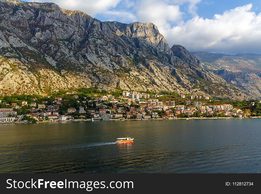 An Orange Boat in Montenegro near Kotor