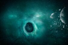 Black Hole Eat Stars With Nebula And Meteorites Royalty Free Stock Image