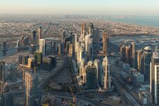 Panorama Of Dubai Cityscape From Above At Sunrise Stock Image