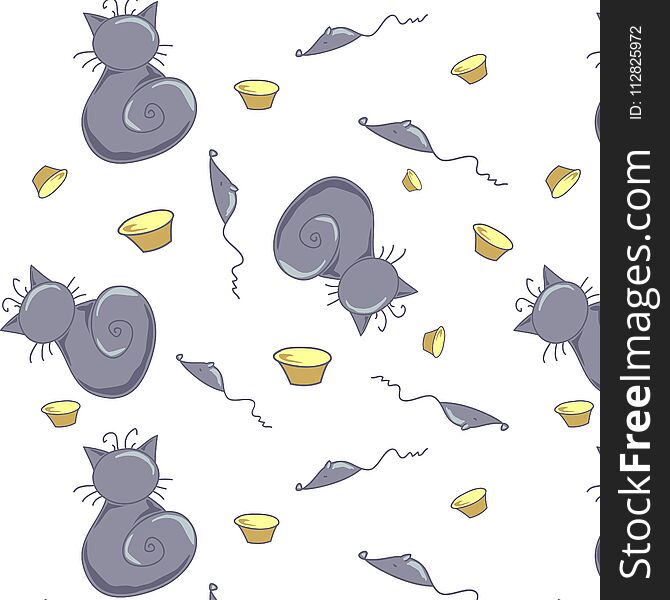 Cats. Pattern with grey cats and hrey mouses. this is a dinner. Cats. Pattern with grey cats and hrey mouses. this is a dinner