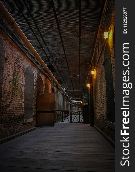 In the Dark Corridors of the Famous Alcatraz Prison