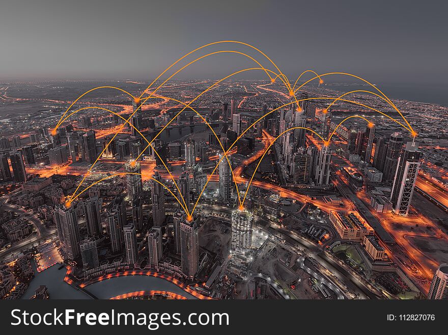 Development of internet web networks across the modern town