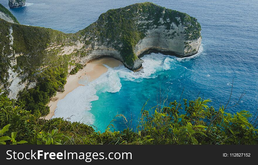 Manta Bay Or Kelingking Beach On Nusa Penida Island, Bali, Indonesia. Side Shot