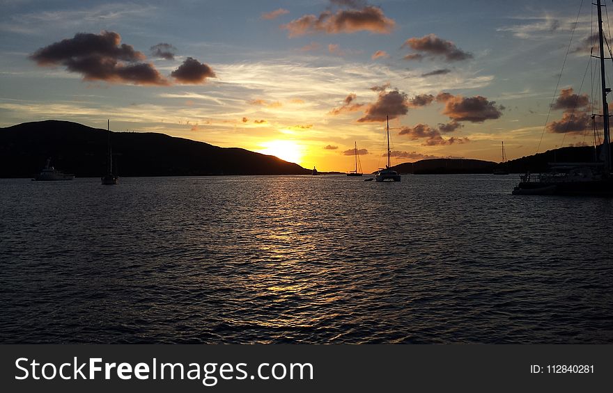 Sky, Sunset, Water, Horizon