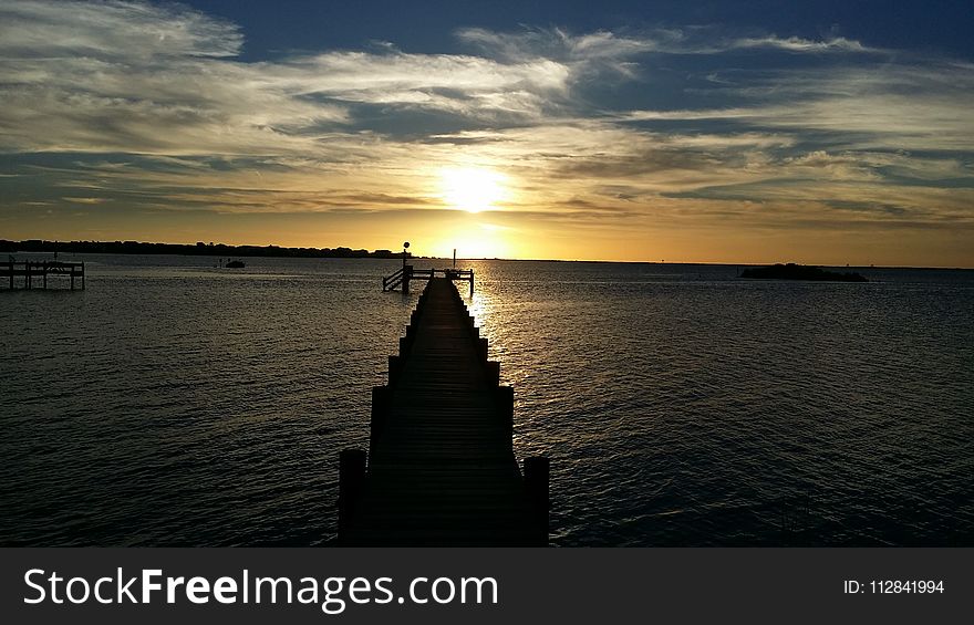 Sea, Horizon, Sky, Sunset