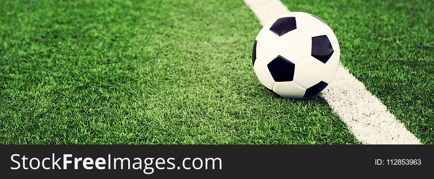 Soccer Ball On Grass Field