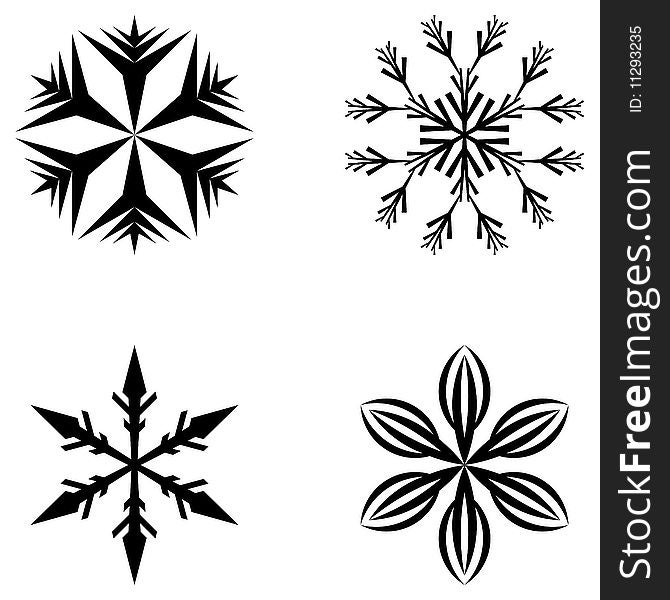 Vector illustration of four snowflakes