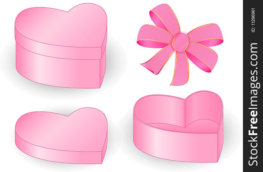 Present box heart pink bow vector graphic. Present box heart pink bow vector graphic