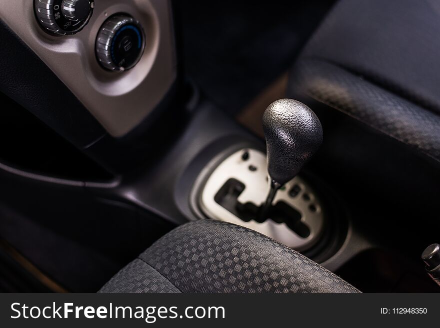 Automatic gear shift system in car,Cropped image