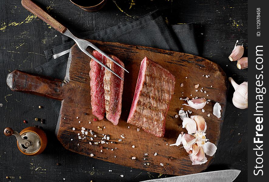 Grilled beef meat from above