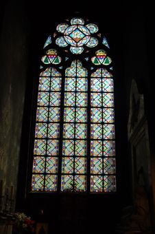 Stained Glass Window From Inside Stock Images