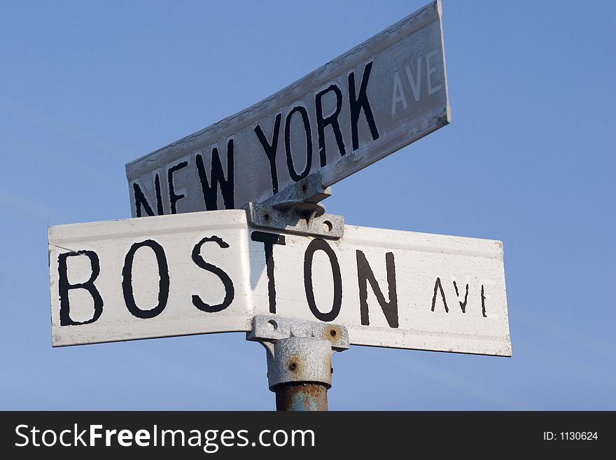 At the corner of NY and Boston- basically the only time that these two will ever work towards a common good!. At the corner of NY and Boston- basically the only time that these two will ever work towards a common good!