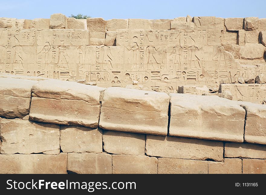 Ancient hieroglyph wall in Luxor