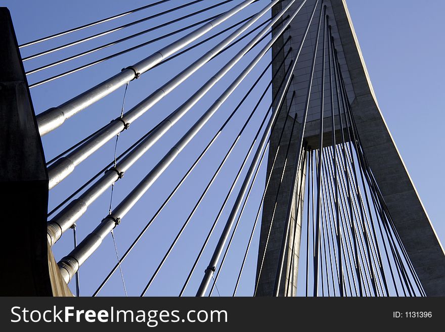 Anzac Bridge, Sydney, Australia: ANZAC Bridge is the longest cable-stayed bridge in Australia, and amongst the longest in the world.