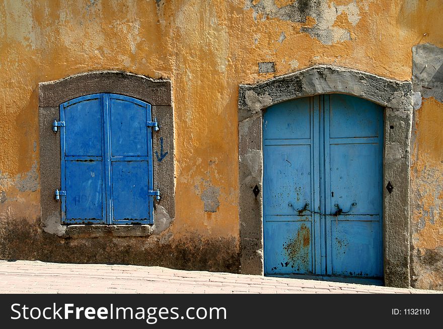 Door and window of a provincial house. Door and window of a provincial house