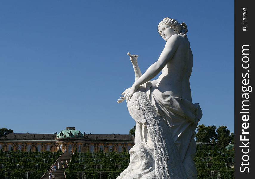 Blue sky over castle of Sanssouci