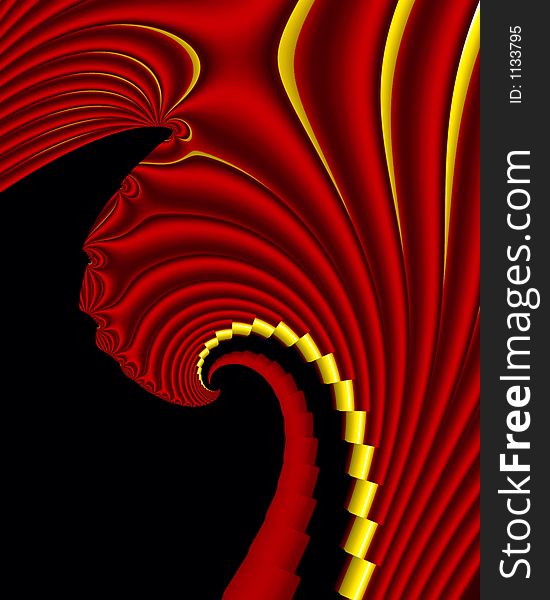 Abstract fractal resembling an ornate silk fan. Abstract fractal resembling an ornate silk fan