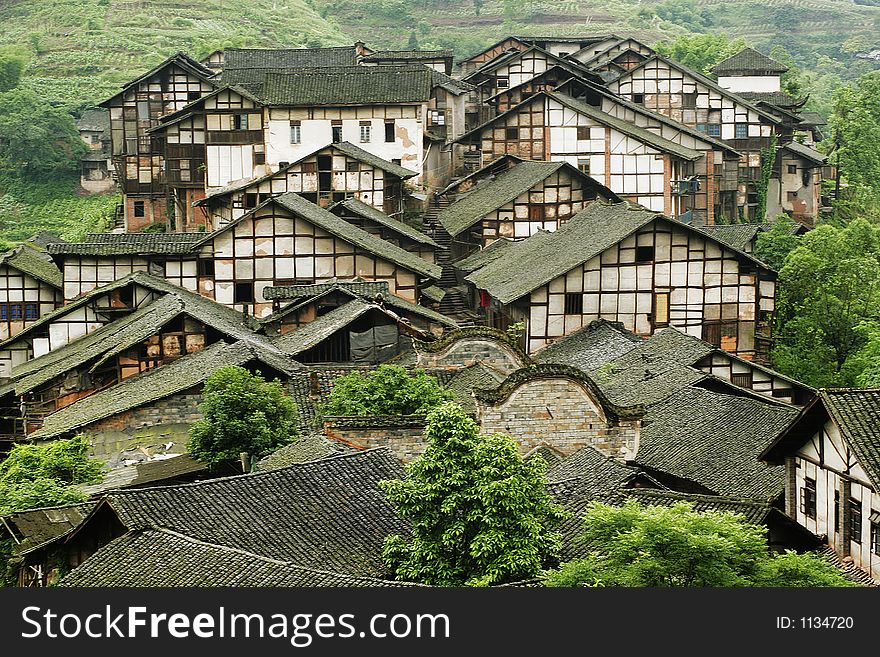 Traditional folk house of people live in Fubao village in Sichuan province of China. Traditional folk house of people live in Fubao village in Sichuan province of China