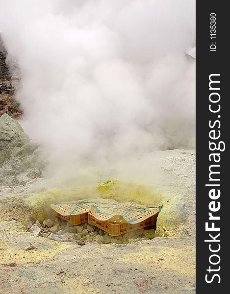 Two boxes of the hard-boiled eggs in geyser