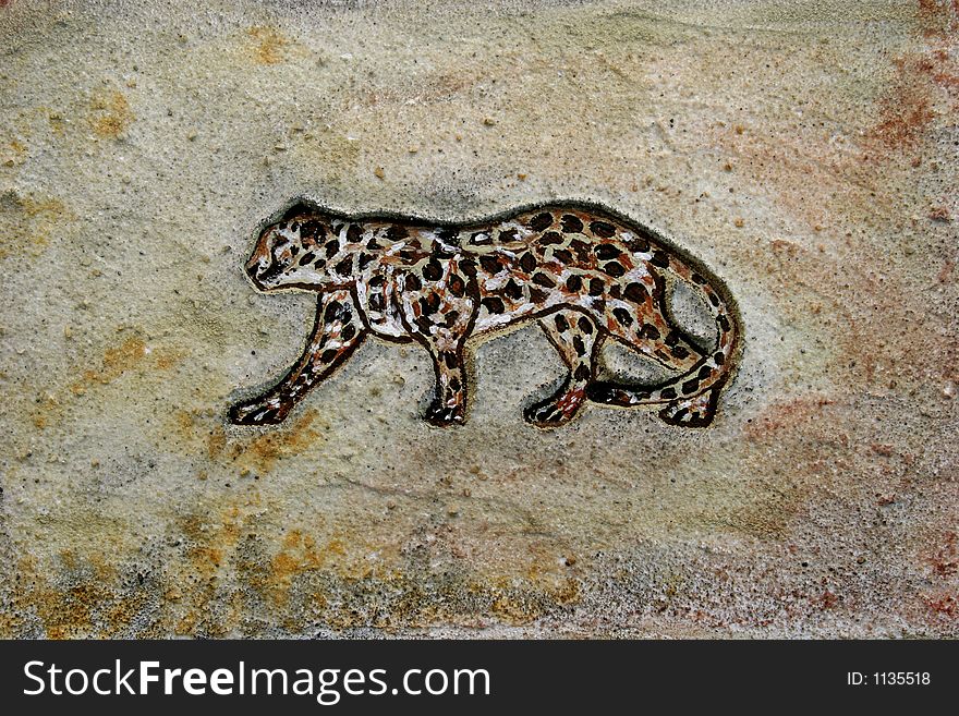 A relief with a leopard. A relief with a leopard