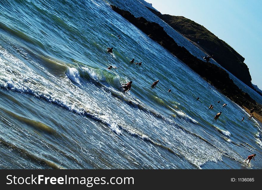 People swimming in the ocean