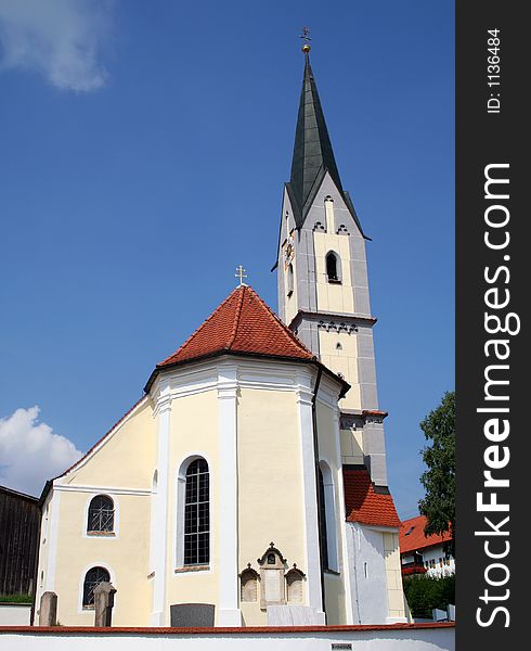 White church and tower