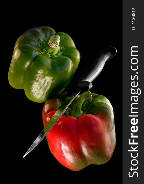 Green and red  peppers