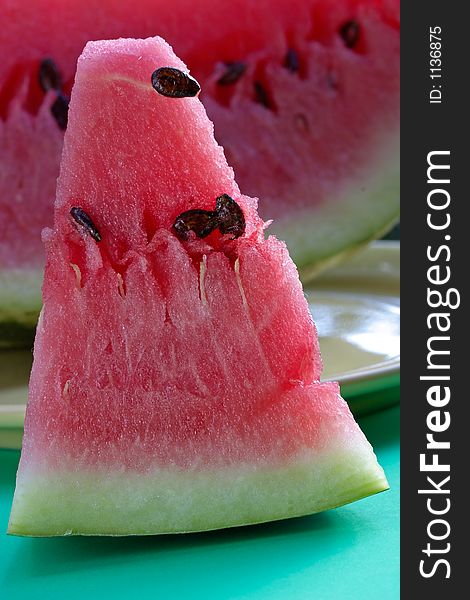 Slice of a juicy water-melon as tasty dessert