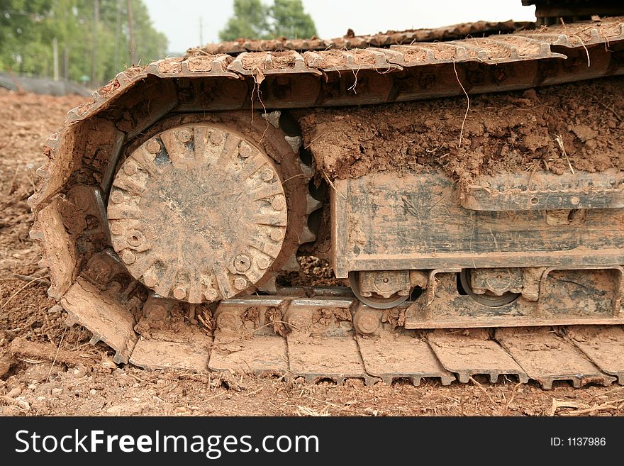 Bulldozer track at a construciton site.