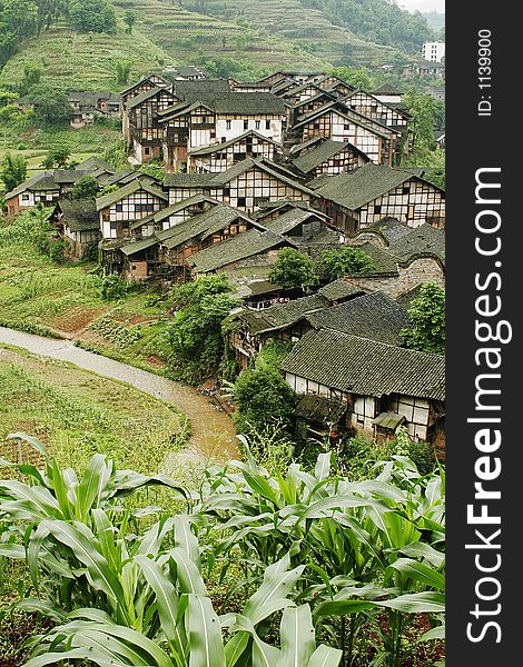 Traditional folk house of people live in Fubao village in Sichuan province of China. Traditional folk house of people live in Fubao village in Sichuan province of China