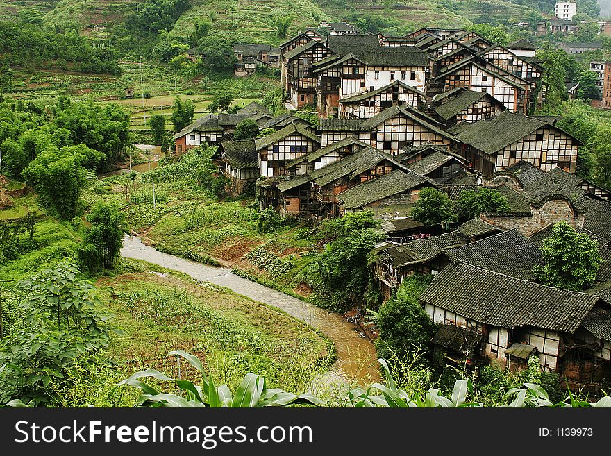 Traditional folk house of people live in Fubao village in Sichuan province of China. Traditional folk house of people live in Fubao village in Sichuan province of China