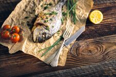 Gilthead Seabream & X28;Sparus Aurata& X29; Baked In The Oven. Stock Photo Gilthead Seabream & X28;Sparus Aurata& X29; Baked In The Oven. Stock Photo