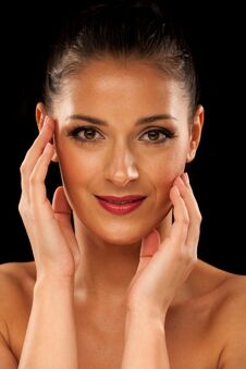 Portrait Of A Beautiful Young Hispanic Woman With Drak Brown Cur Stock Photography Portrait Of A Beautiful Young Hispanic Woman With Drak Brown Cur Stock Photography