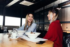 Two Young Women Having Lunch Royalty Free Stock Image