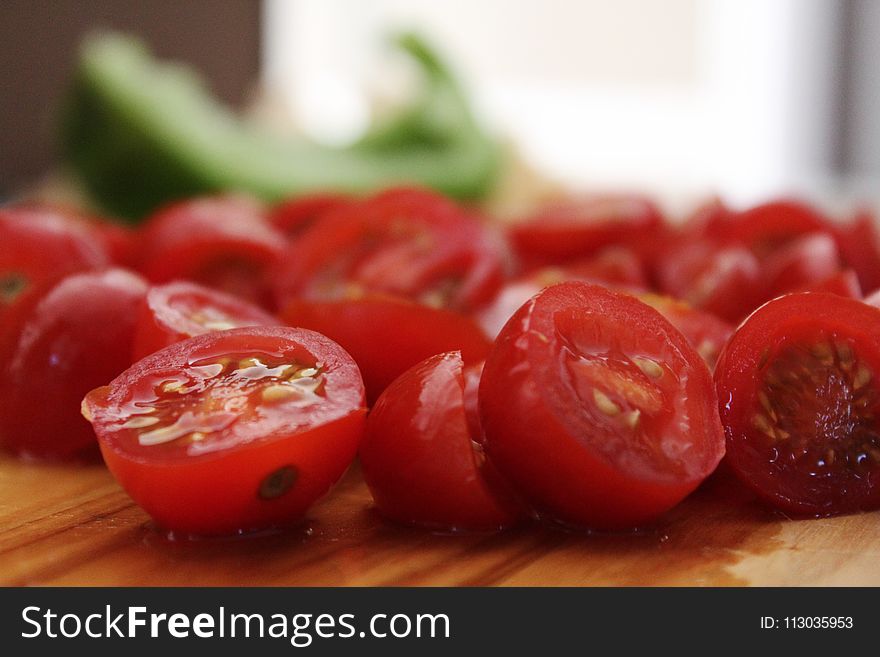 Close-Up Photography of Slices of Cherry Tomatoes