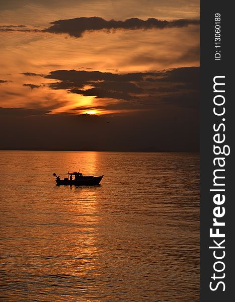 Horizon, Sunset, Sky, Sea