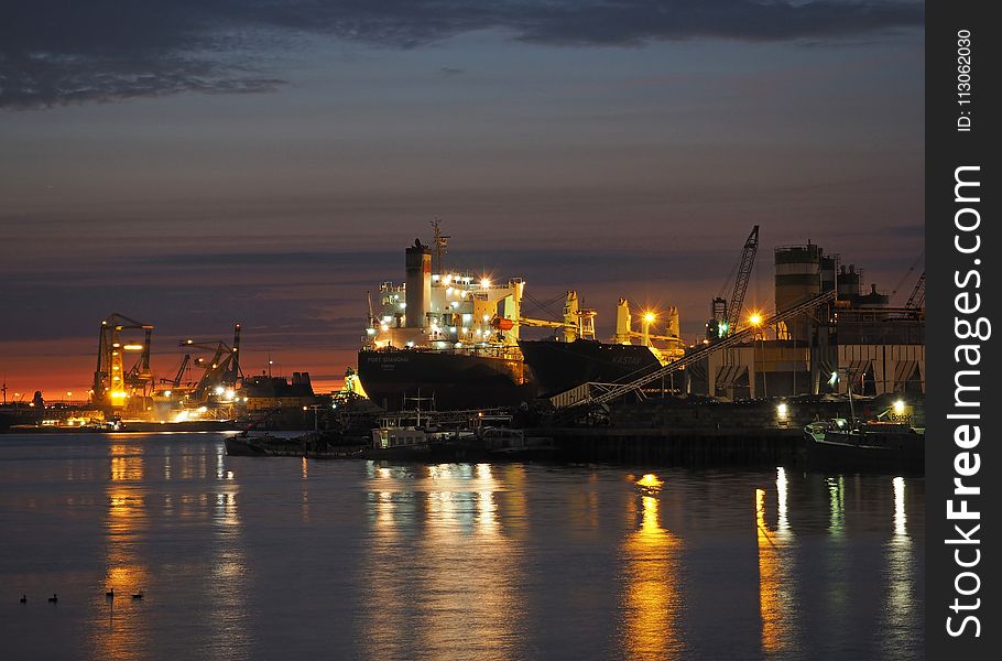 Reflection, Waterway, Night, Dusk