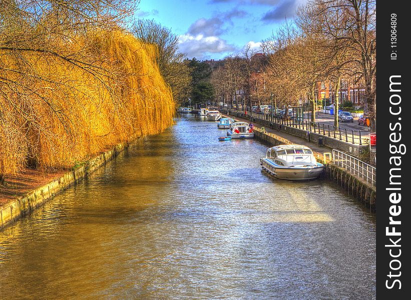 Canal, Waterway, Water, Reflection