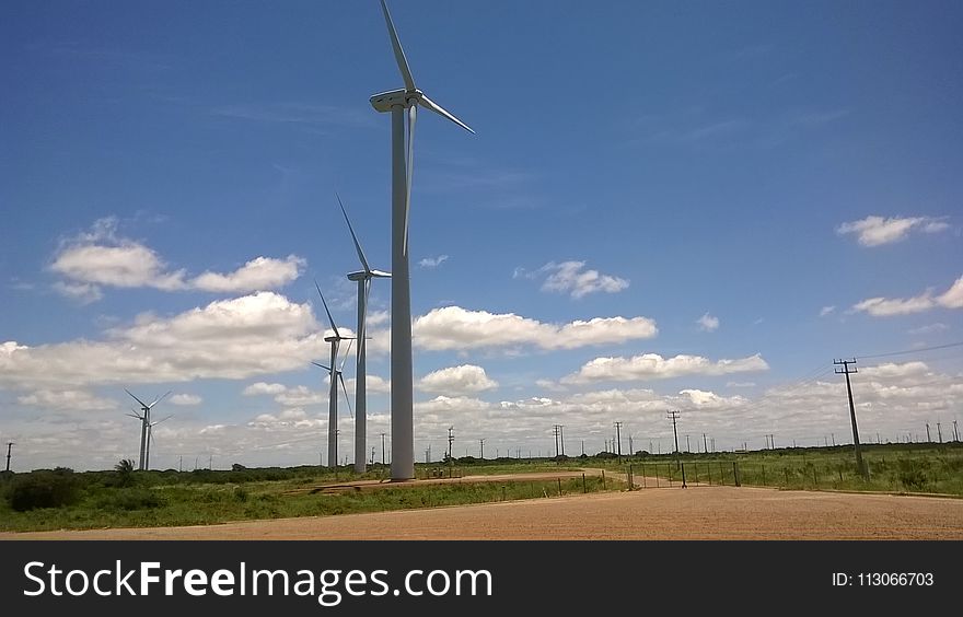 Wind Turbine, Wind Farm, Windmill, Field