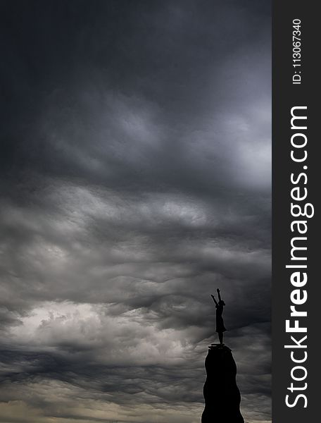 Sky, Cloud, Atmosphere, Black And White