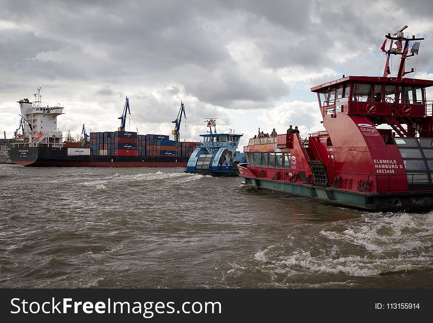 Container Ship, Water Transportation, Waterway, Ship