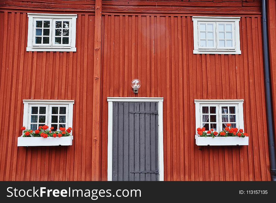 Red, Window, House, Wall